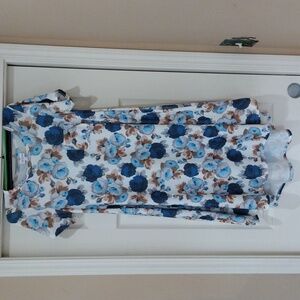 LuLaRoe Blue and Brown Floral Dress